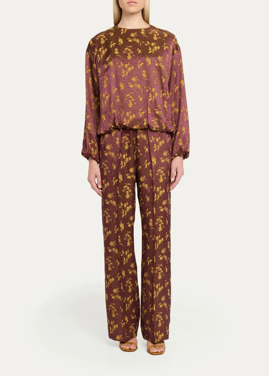 Dries Van Noten Long-Sleeve Floral Jacquard Balloon Top | Thumbnail 2