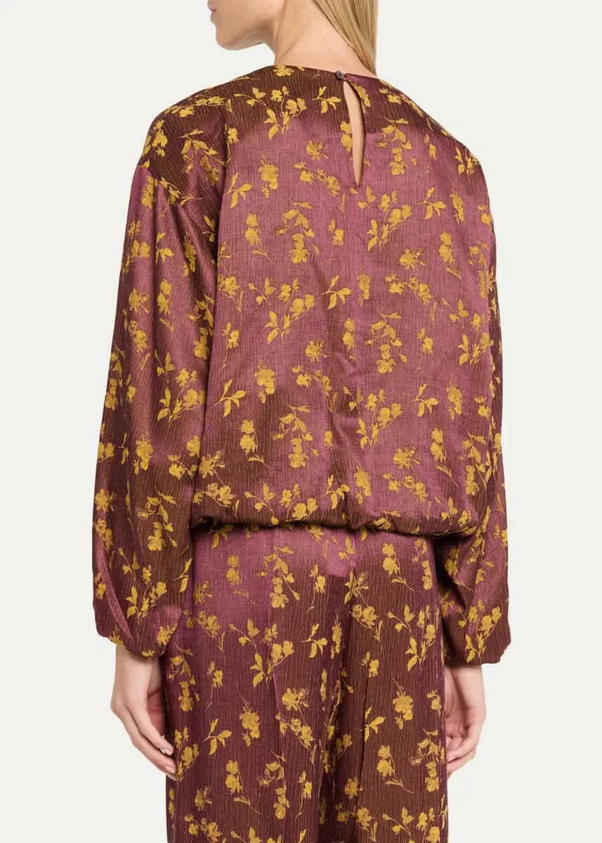 Dries Van Noten Long-Sleeve Floral Jacquard Balloon Top | Thumbnail 3