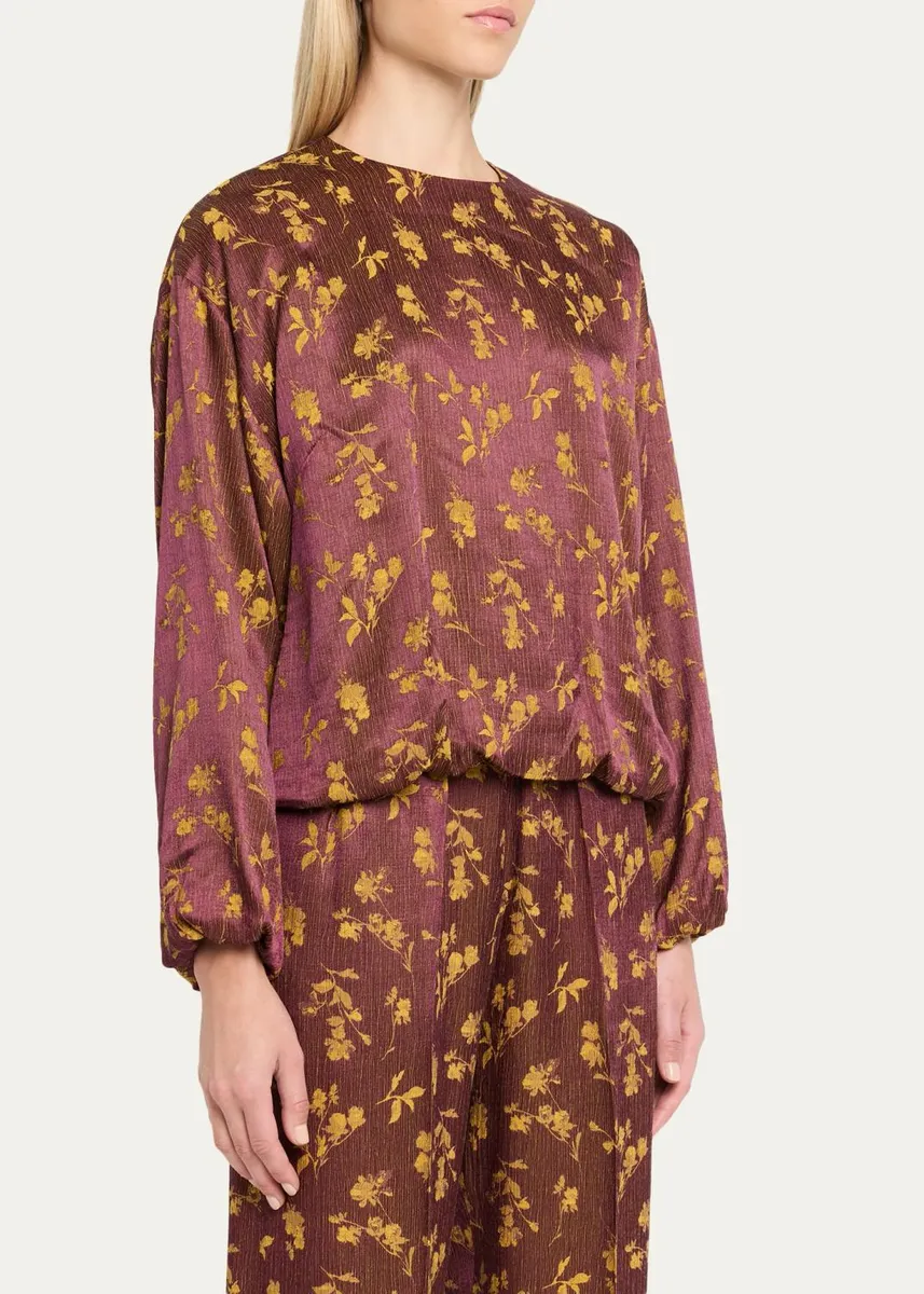 Dries Van Noten Long-Sleeve Floral Jacquard Balloon Top | Thumbnail 4