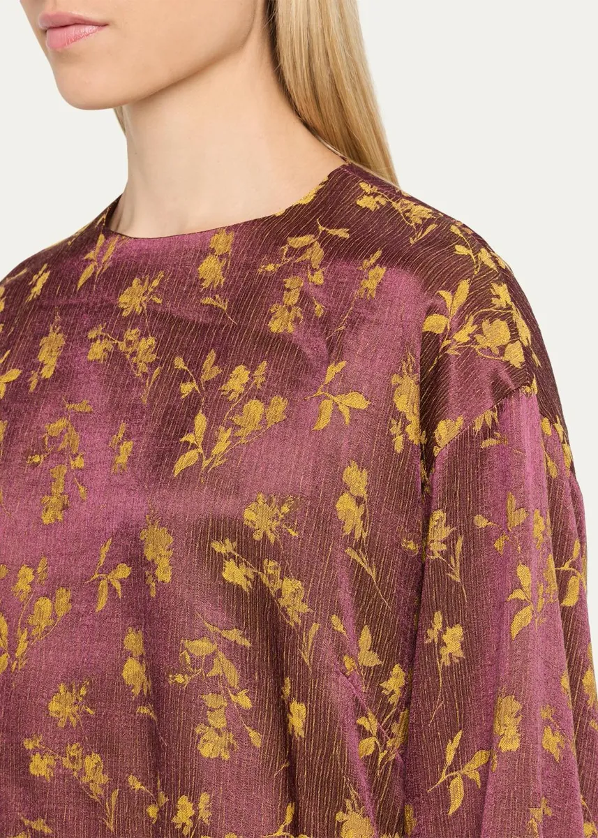 Dries Van Noten Long-Sleeve Floral Jacquard Balloon Top | Thumbnail 5