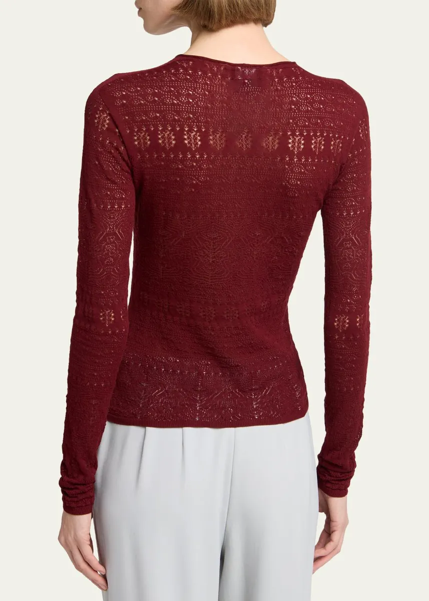 Giorgio Armani Pointelle-Knit Crewneck Sweater | Thumbnail 3 Giorgio Armani Pointelle-Knit Crewneck Sweater | Thumbnail 3