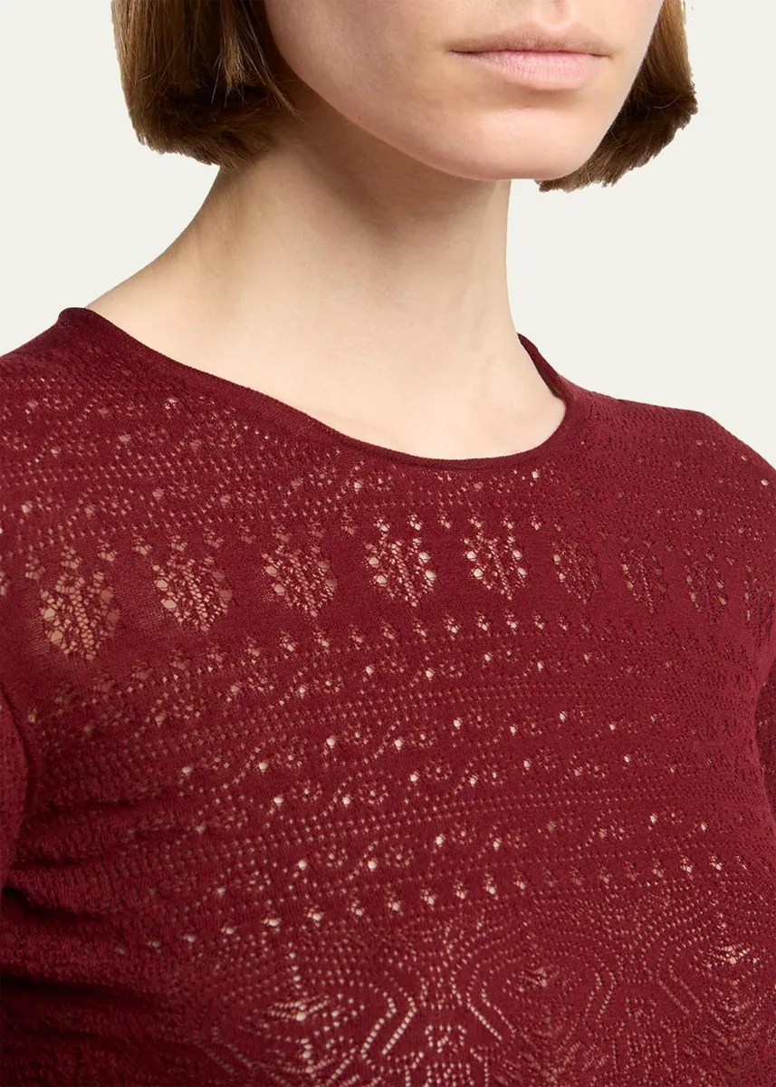 Giorgio Armani Pointelle-Knit Crewneck Sweater | Thumbnail 5 Giorgio Armani Pointelle-Knit Crewneck Sweater | Thumbnail 5