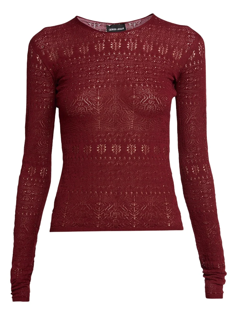 Giorgio Armani Pointelle-Knit Crewneck Sweater
