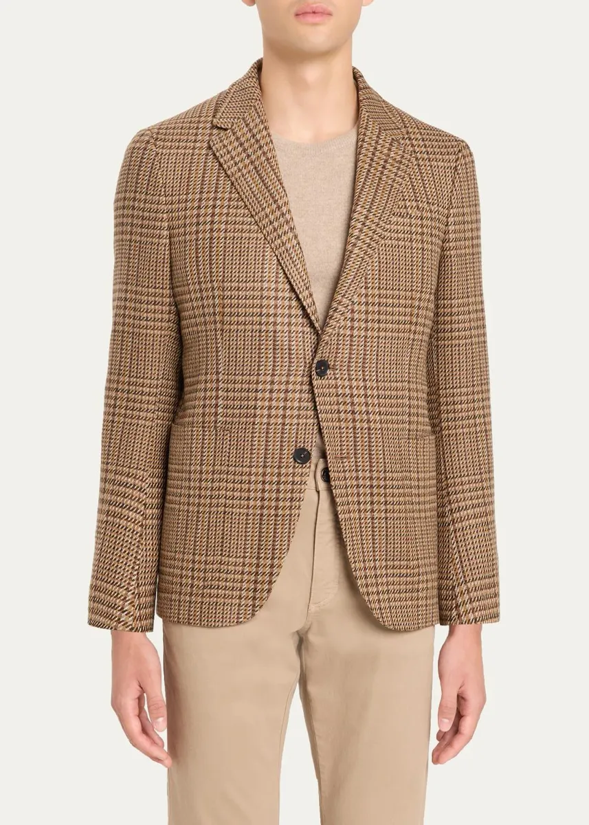 Zegna Men's Cashmere Glen Plaid Single-Breasted Sport Coat | Thumbnail 4 Zegna Men's Cashmere Glen Plaid Single-Breasted Sport Coat | Thumbnail 4