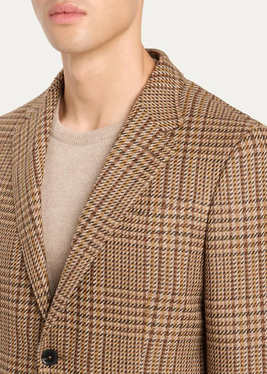 Zegna Men's Cashmere Glen Plaid Single-Breasted Sport Coat | Thumbnail 5 Zegna Men's Cashmere Glen Plaid Single-Breasted Sport Coat | Thumbnail 5