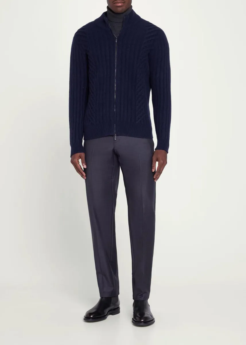 Cesare Attolini Men's Rib-Knit Cashmere Jacket | Thumbnail 2 Cesare Attolini Men's Rib-Knit Cashmere Jacket | Thumbnail 2