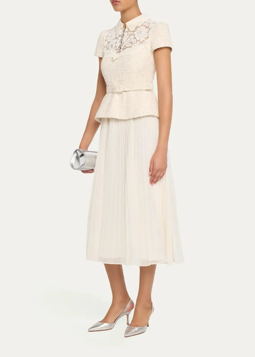 Self-Portrait Lace Boucle Midi Dress | Thumbnail 4 Self-Portrait Lace Boucle Midi Dress | Thumbnail 4