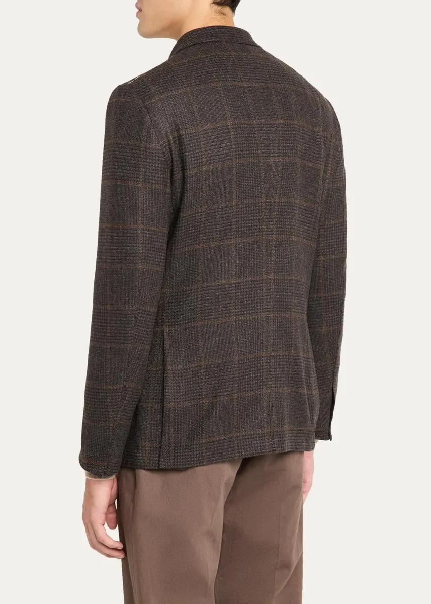 Zegna Men's Oasi Cashmere Plaid Single-Breasted Sport Coat | Thumbnail 3 Zegna Men's Oasi Cashmere Plaid Single-Breasted Sport Coat | Thumbnail 3