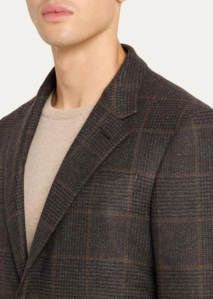 Zegna Men's Oasi Cashmere Plaid Single-Breasted Sport Coat | Thumbnail 5 Zegna Men's Oasi Cashmere Plaid Single-Breasted Sport Coat | Thumbnail 5