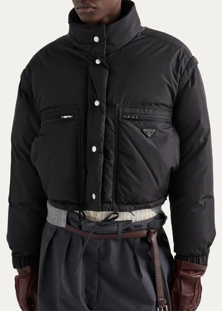 Prada Re-Nylon Crop Down Jacket | Thumbnail 4 Prada Re-Nylon Crop Down Jacket | Thumbnail 4