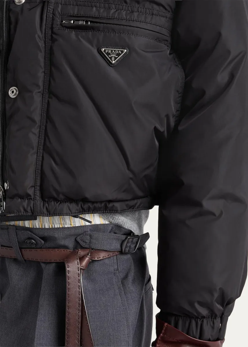 Prada Re-Nylon Crop Down Jacket | Thumbnail 5 Prada Re-Nylon Crop Down Jacket | Thumbnail 5