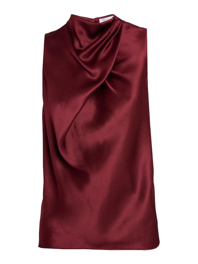 Melina Cowl-Neck Satin Sleeveless Top Melina Cowl-Neck Satin Sleeveless Top
