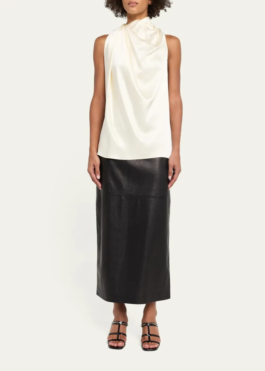 Heirlome Kate Draped Silk Cowl-Neck Sleeveless Top | Thumbnail 2