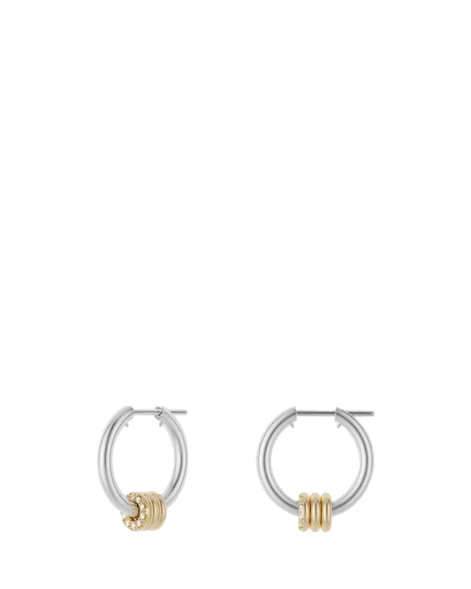 Spinelli Kilcollin Ara YG Deux Sterling Silver and 18K Gold Diamond Huggie Earrings | Thumbnail 2
