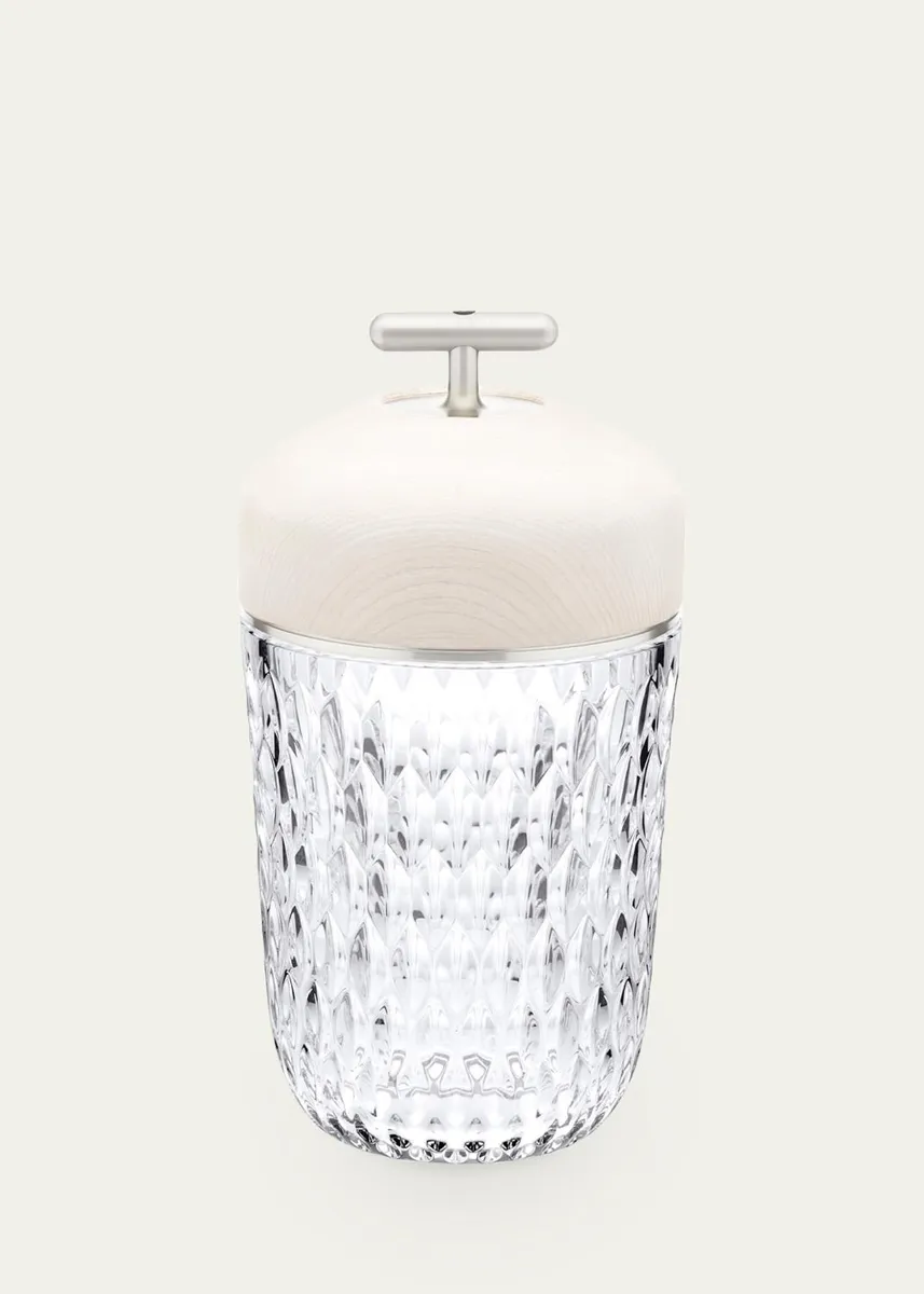 Saint Louis Crystal Folia 11" Crystal & Wood Rechargeable Portable Lamp, White/Clear | Thumbnail 2 Saint Louis Crystal Folia 11" Crystal & Wood Rechargeable Portable Lamp, White/Clear | Thumbnail 2