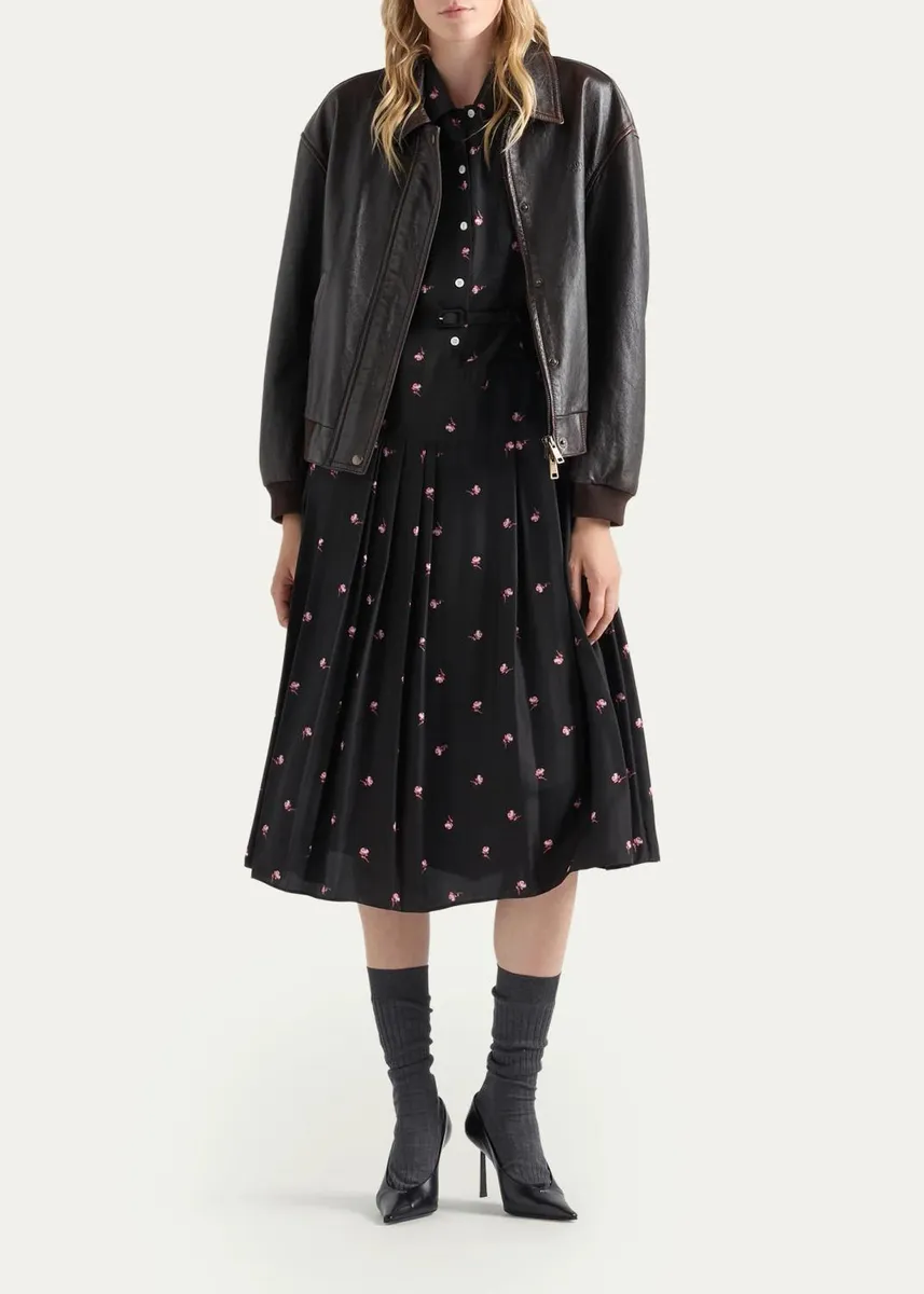 Prada Floral Belted Midi Dress | Thumbnail 2