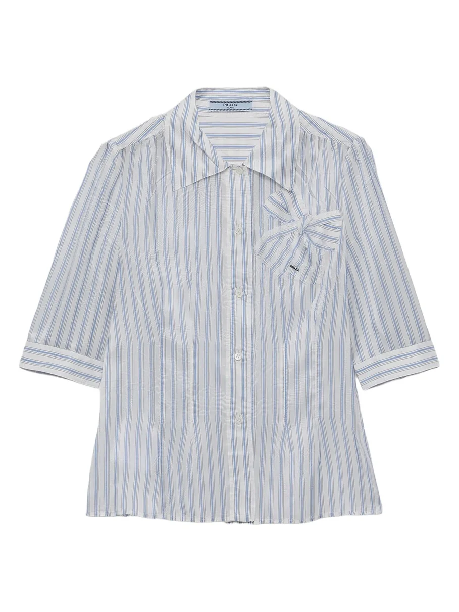 Striped Cupro Short-Sleeve Shirt Striped Cupro Short-Sleeve Shirt