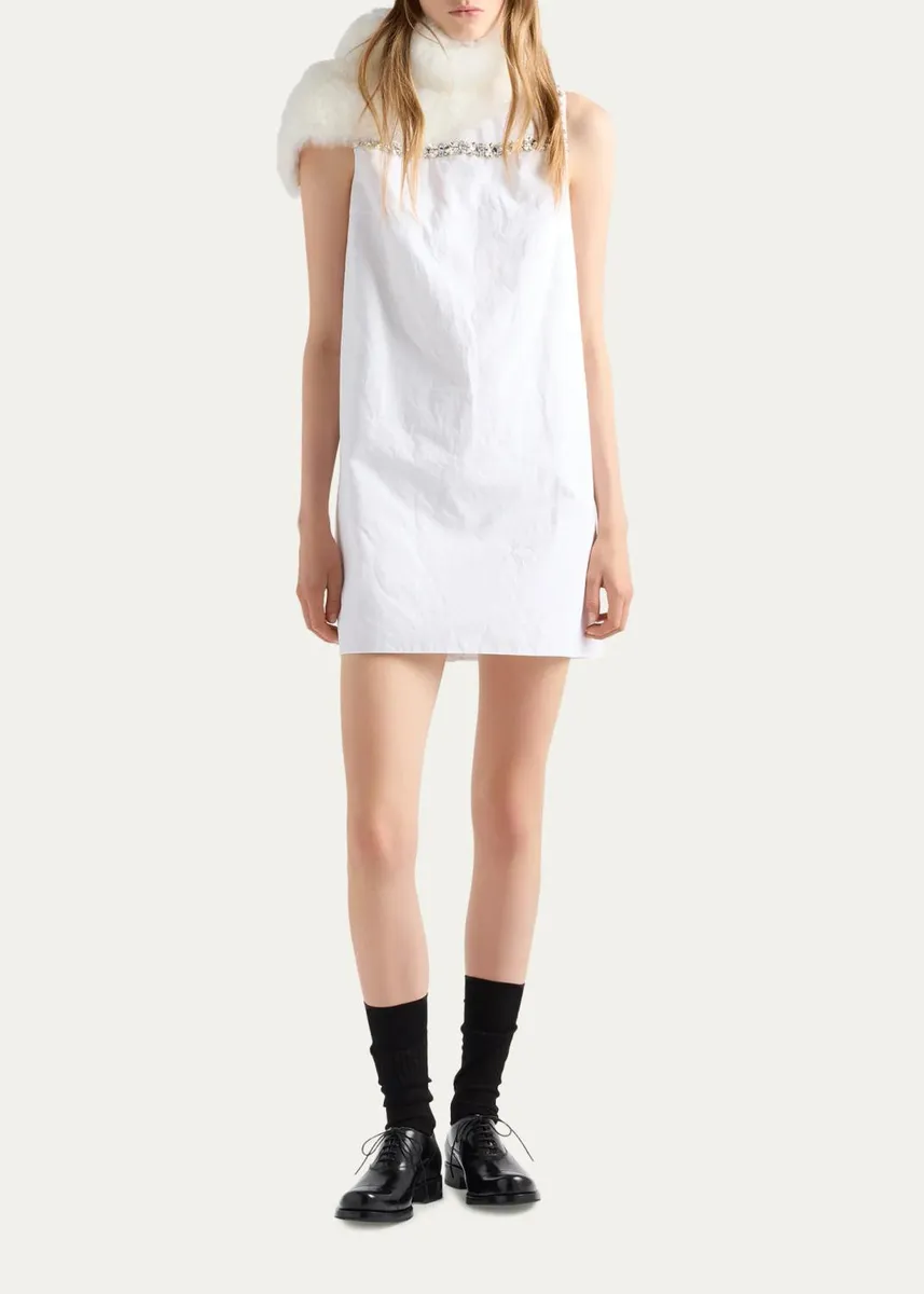 Prada Embellished Cotton Mini Dress | Thumbnail 2