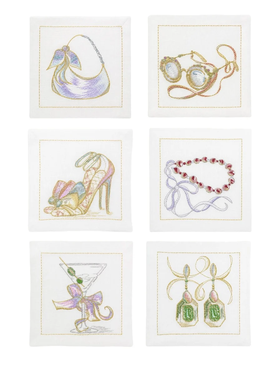 Kim Seybert BG Embroidered Cocktail Napkins, Set of 6