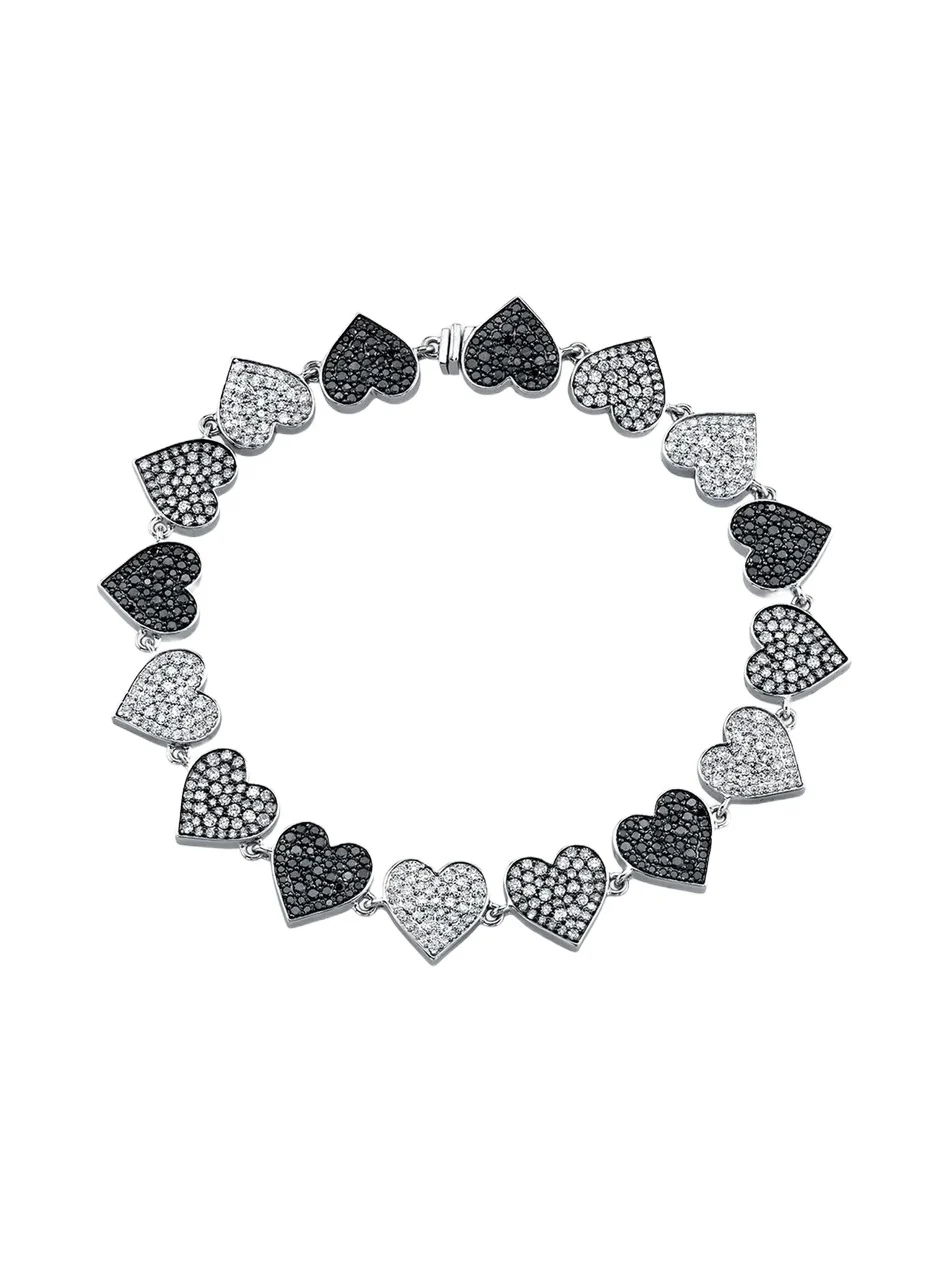 14K White Gold & 3.20 TCW Diamond Heart Bracelet 14K White Gold & 3.20 TCW Diamond Heart Bracelet