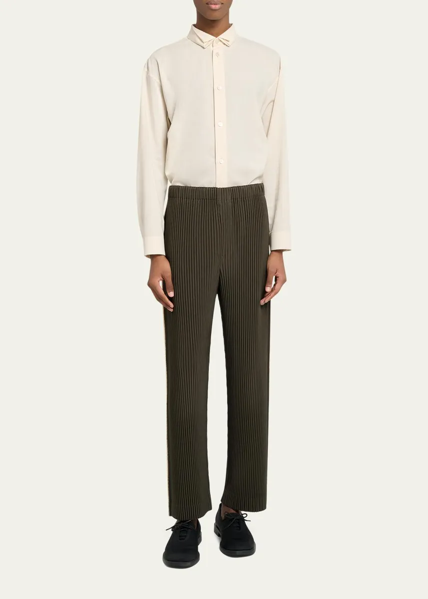 Homme Plissé Issey Miyake Men's Pleated Straight Leg Pull-On Pants | Thumbnail 2 Homme Plissé Issey Miyake Men's Pleated Straight Leg Pull-On Pants | Thumbnail 2