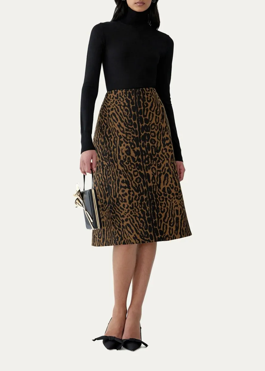 Carolina Herrera Wool Leopard A Line Skirt | Thumbnail 2 Carolina Herrera Wool Leopard A Line Skirt | Thumbnail 2