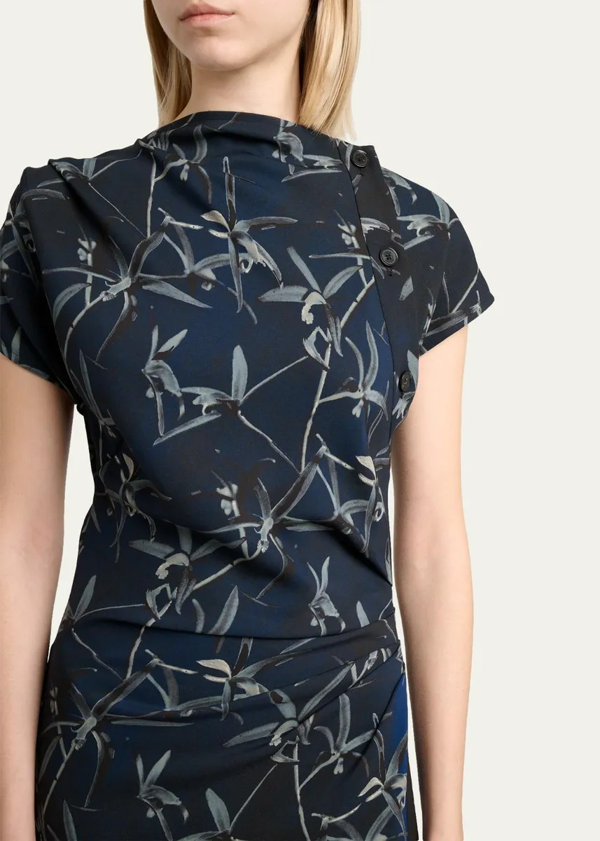 Proenza Schouler Anais Floral-Print Gathered Button-Side Maxi Dress | Thumbnail 5 Proenza Schouler Anais Floral-Print Gathered Button-Side Maxi Dress | Thumbnail 5