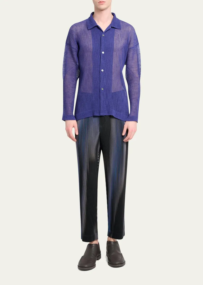 Homme Plissé Issey Miyake Men's Rustic Mesh Button-Down Shirt | Thumbnail 2 Homme Plissé Issey Miyake Men's Rustic Mesh Button-Down Shirt | Thumbnail 2
