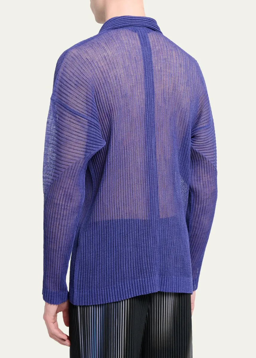 Homme Plissé Issey Miyake Men's Rustic Mesh Button-Down Shirt | Thumbnail 3 Homme Plissé Issey Miyake Men's Rustic Mesh Button-Down Shirt | Thumbnail 3