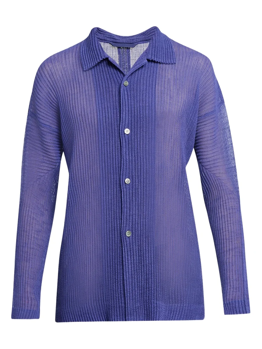 Homme Plissé Issey Miyake Men's Rustic Mesh Button-Down Shirt