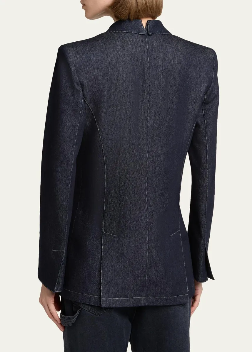Giorgio Armani Single-Button Denim Blazer | Thumbnail 3 Giorgio Armani Single-Button Denim Blazer | Thumbnail 3