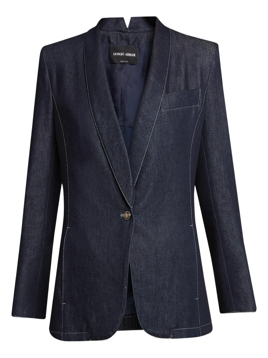 Single-Button Denim Blazer Single-Button Denim Blazer