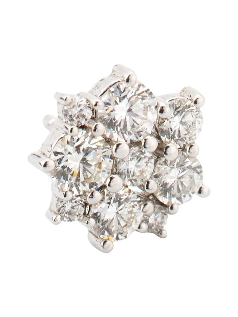14K White Gold Cocktail Diamond Stud Earring, Single 14K White Gold Cocktail Diamond Stud Earring, Single