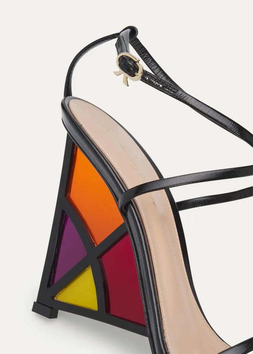 Gianvito Rossi 105mm Patent Leather Stained-Glass Wedge Sandals | Thumbnail 5 Gianvito Rossi 105mm Patent Leather Stained-Glass Wedge Sandals | Thumbnail 5