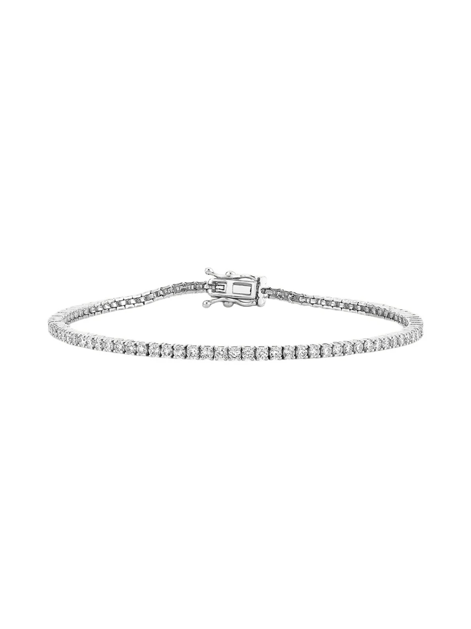 14K White Gold Diamond Tennis Bracelet, 6.75"L