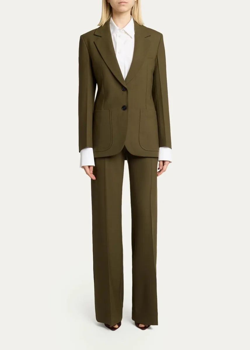 Victoria Beckham Katherine Patch Pocket Wool Single-Breasted Jacket | Thumbnail 2 Victoria Beckham Katherine Patch Pocket Wool Single-Breasted Jacket | Thumbnail 2