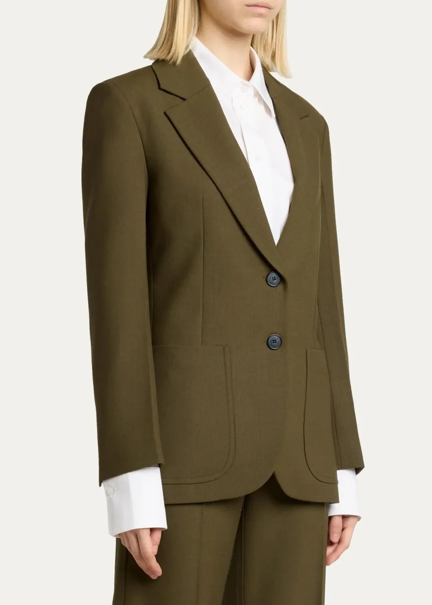 Victoria Beckham Katherine Patch Pocket Wool Single-Breasted Jacket | Thumbnail 4 Victoria Beckham Katherine Patch Pocket Wool Single-Breasted Jacket | Thumbnail 4