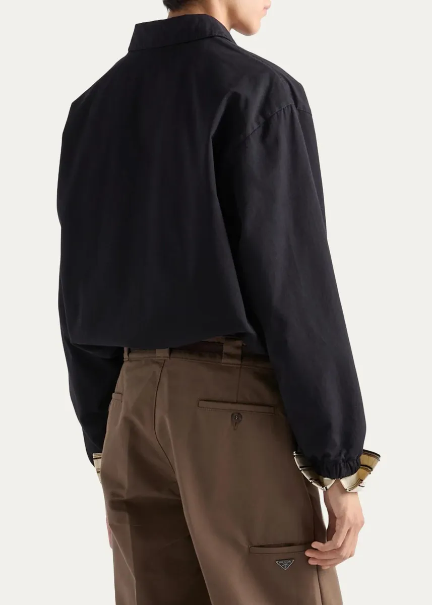 Prada Men's Cotton Poplin Zip-Front Jacket | Thumbnail 3 Prada Men's Cotton Poplin Zip-Front Jacket | Thumbnail 3