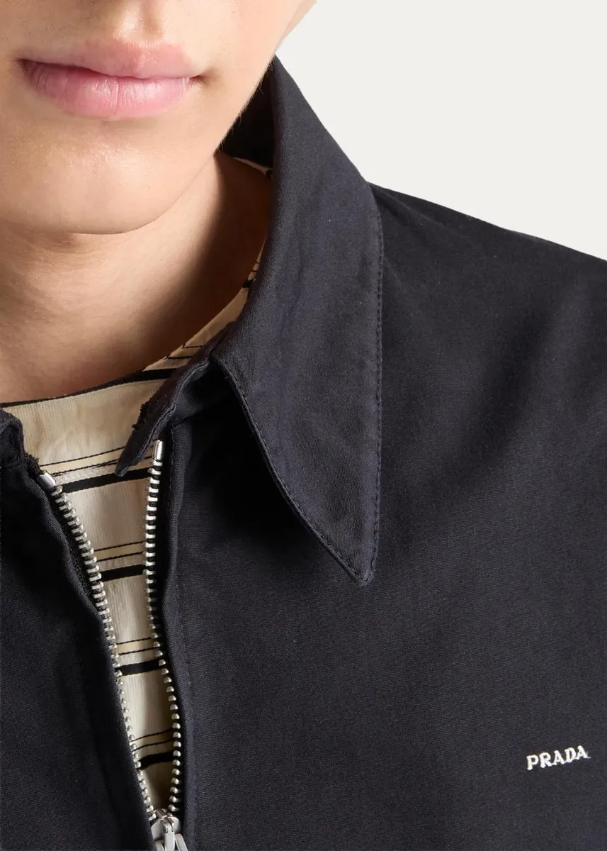 Prada Men's Cotton Poplin Zip-Front Jacket | Thumbnail 5 Prada Men's Cotton Poplin Zip-Front Jacket | Thumbnail 5