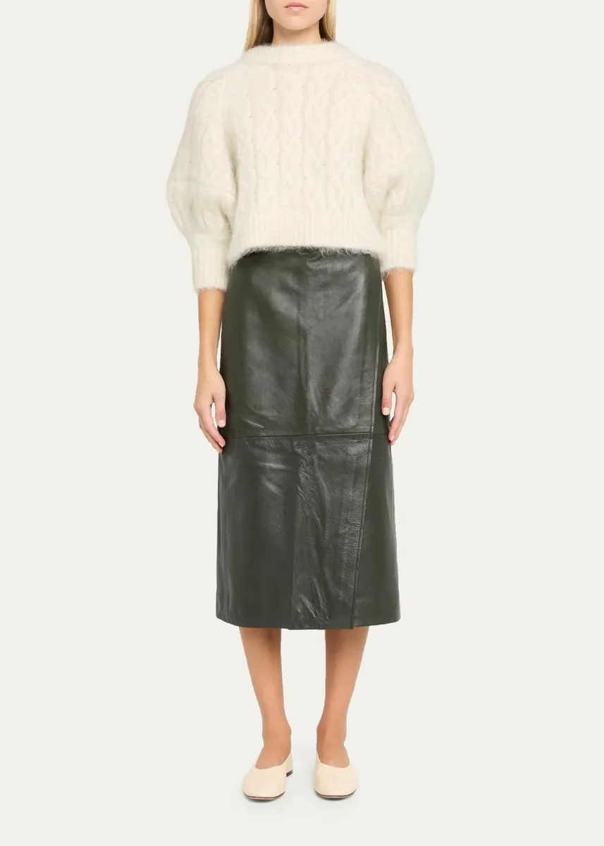 RÙADH The Este Leather Midi Wrap Skirt | Thumbnail 2