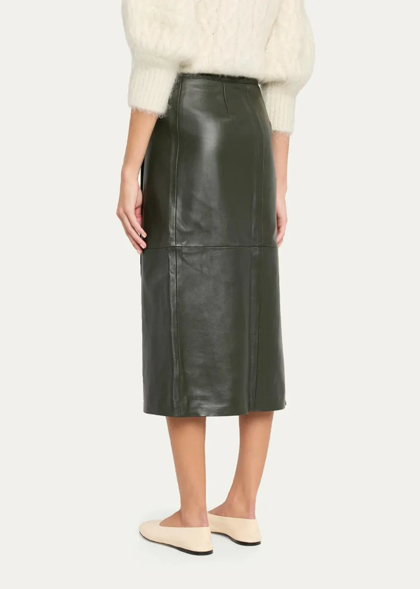 RÙADH The Este Leather Midi Wrap Skirt | Thumbnail 3