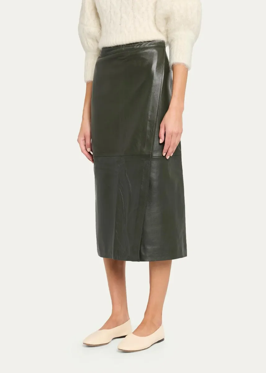 RÙADH The Este Leather Midi Wrap Skirt | Thumbnail 4