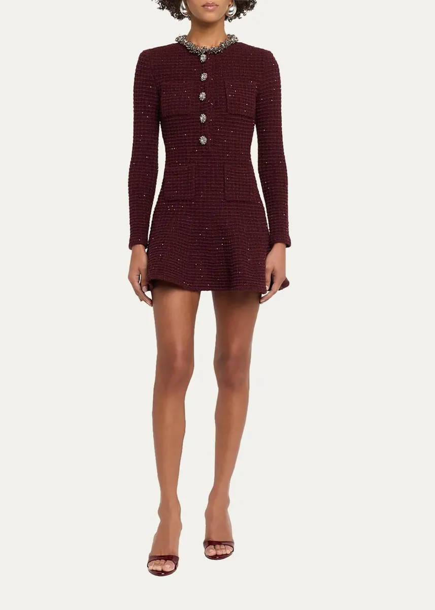 Self-Portrait Metallic Boucle-Knit Mini Dress | Thumbnail 2