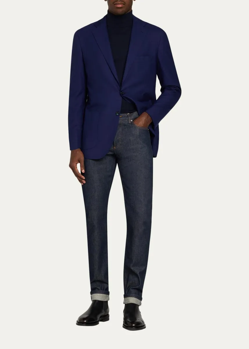 Kiton Men's Wool Solid Single-Breasted Sport Coat | Thumbnail 2 Kiton Men's Wool Solid Single-Breasted Sport Coat | Thumbnail 2