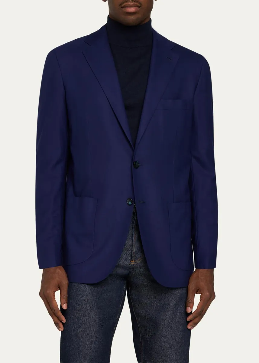 Kiton Men's Wool Solid Single-Breasted Sport Coat | Thumbnail 4 Kiton Men's Wool Solid Single-Breasted Sport Coat | Thumbnail 4