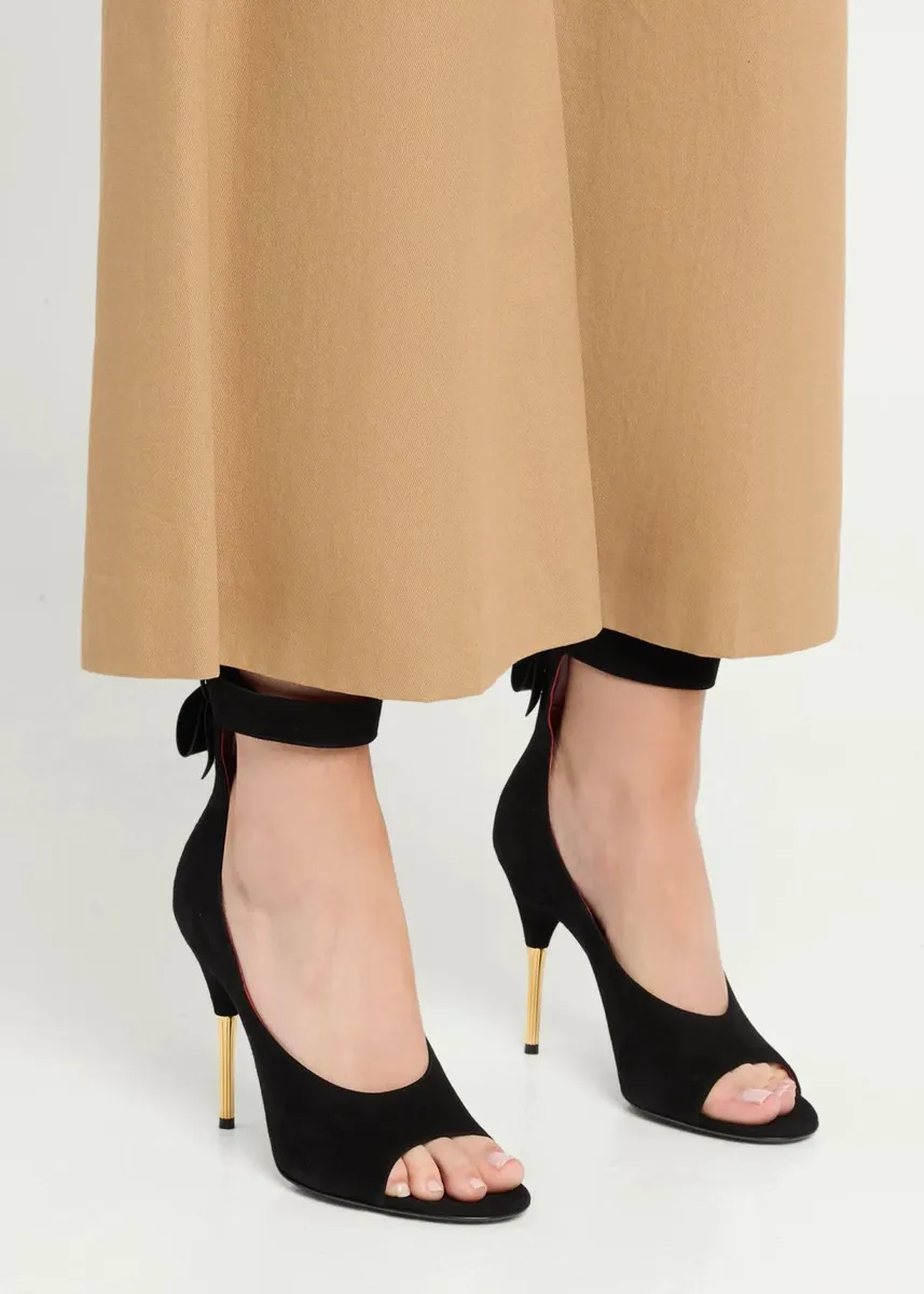 Valentino Garavani Suede Bow-Back Stiletto Sandal | Thumbnail 2 Valentino Garavani Suede Bow-Back Stiletto Sandal | Thumbnail 2