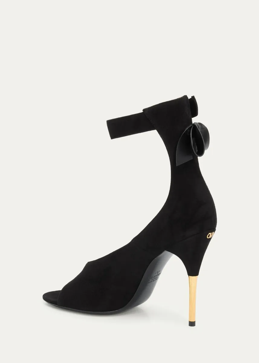 Valentino Garavani Suede Bow-Back Stiletto Sandal | Thumbnail 4 Valentino Garavani Suede Bow-Back Stiletto Sandal | Thumbnail 4