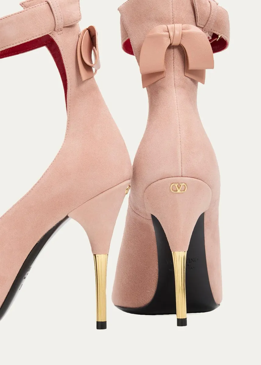 Valentino Garavani Suede Bow-Back Stiletto Sandal | Thumbnail 7 Valentino Garavani Suede Bow-Back Stiletto Sandal | Thumbnail 7