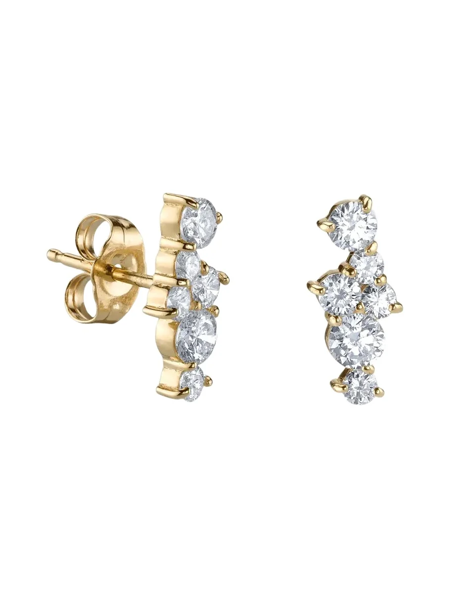Sydney Evan Fleur De Lis 14K Yellow Gold & 0.39 TCW Diamond Single Cocktail Bar Stud Earring