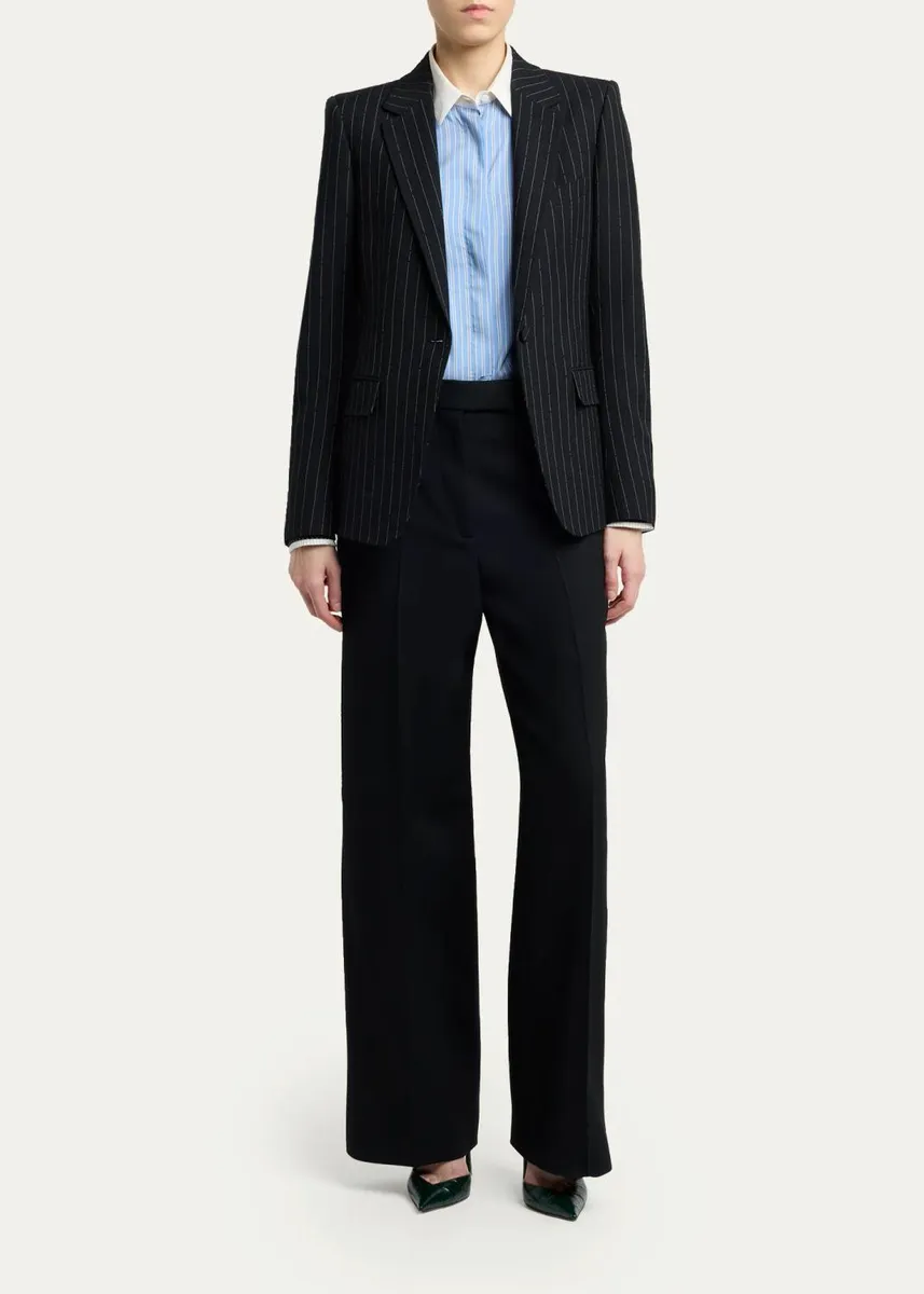 Tom Ford Wool Grain De Poudre Slanted Straight-Leg Pants | Thumbnail 2 Tom Ford Wool Grain De Poudre Slanted Straight-Leg Pants | Thumbnail 2
